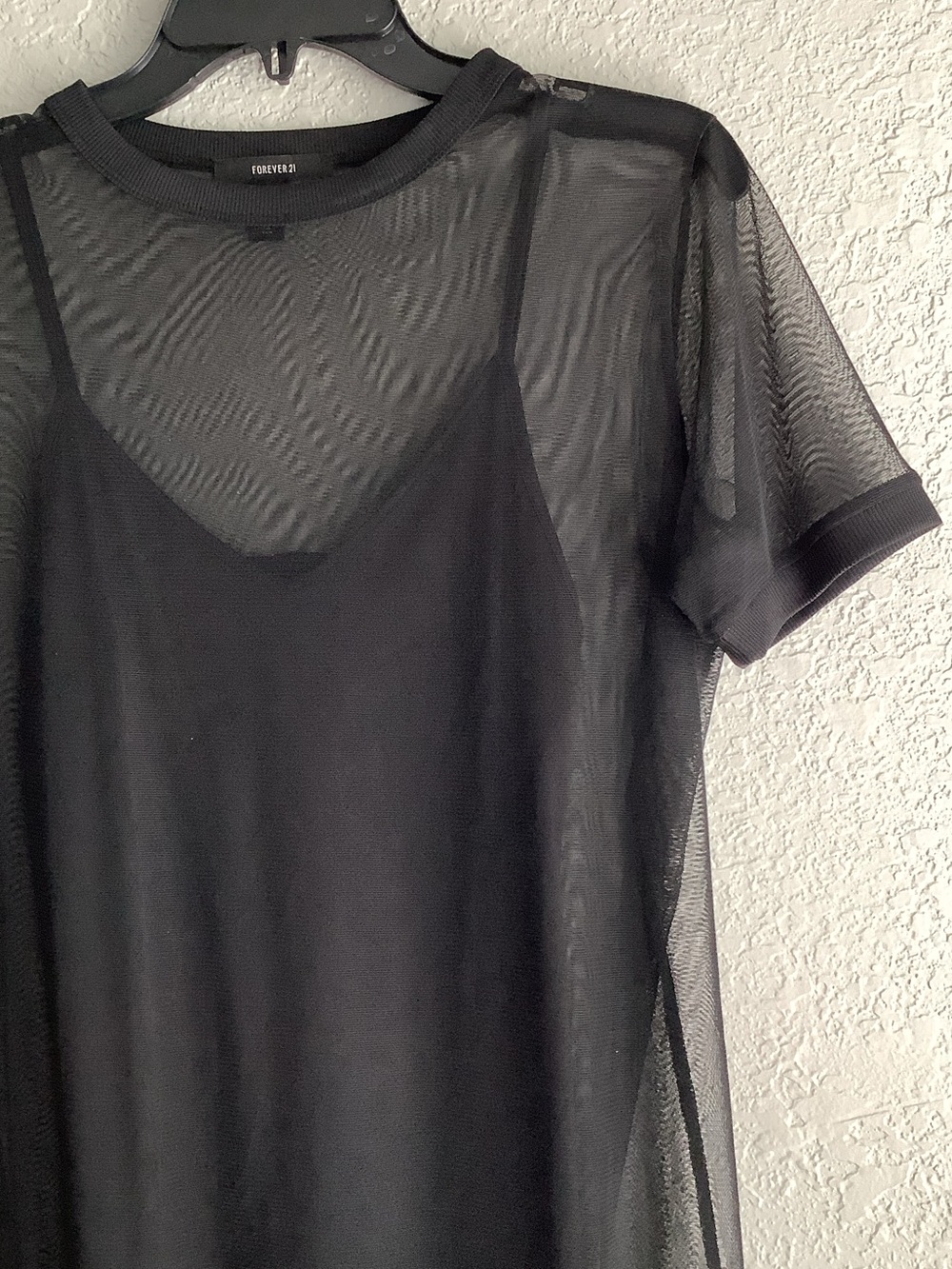 Forever 21 Black Sheer Mesh Mini Dress - Picture 2 of 8